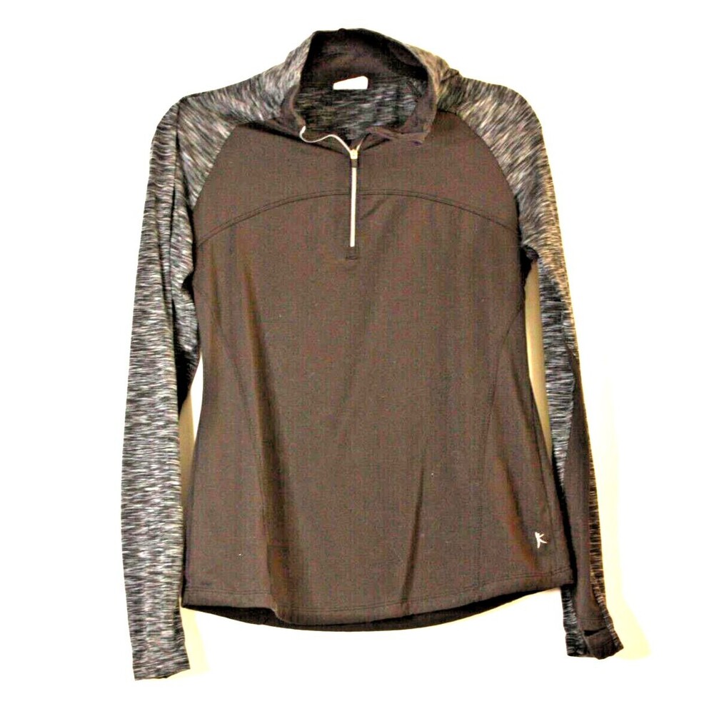 DANSKIN NOW Athletic Pullover Women Sz 8-10 Black 1/4 Zip